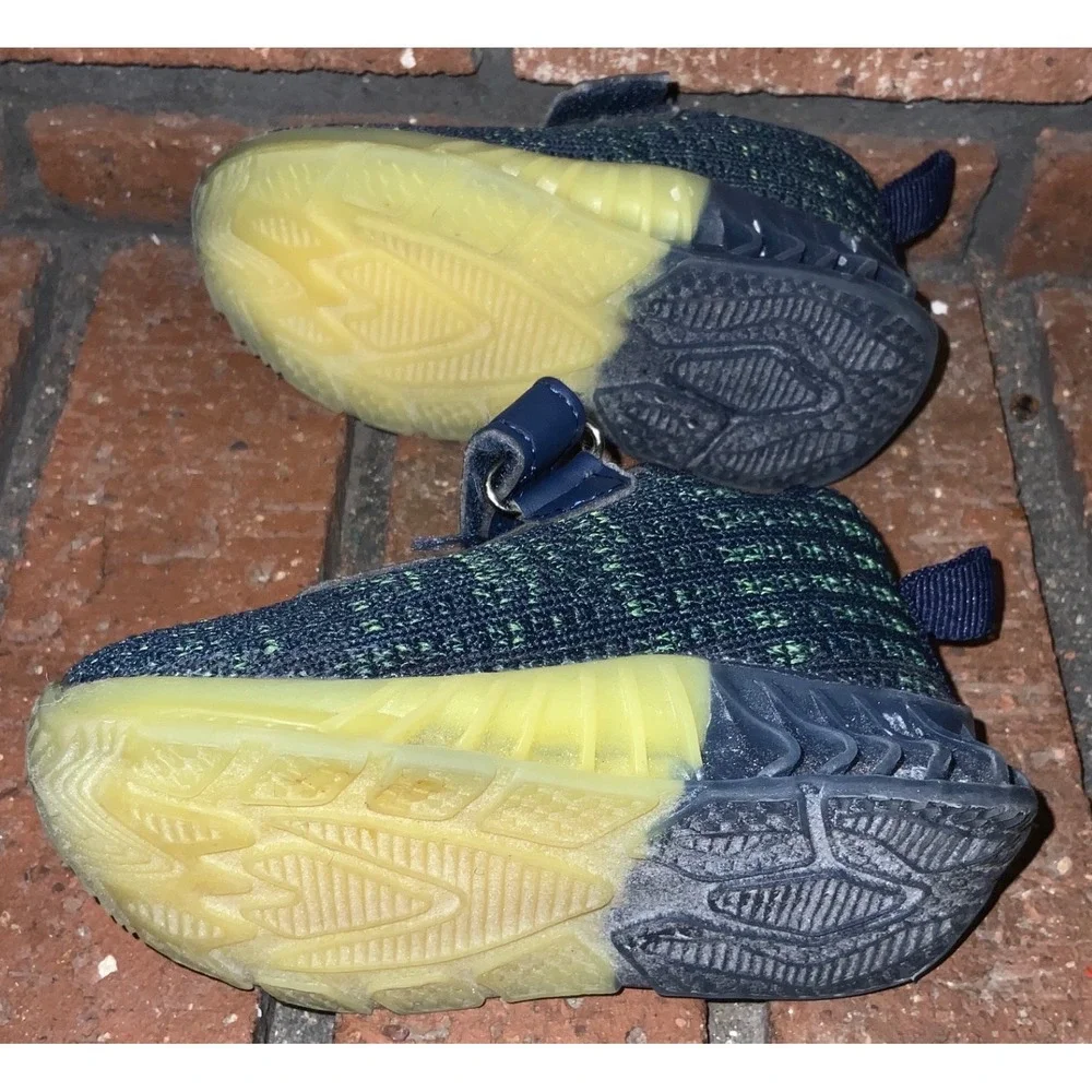 Lullaby Lane Boys Navy Blue Knit‎ Hook and Loop Athletic Sneakers Baby Size 3